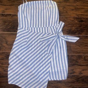 blue and white striped dress
